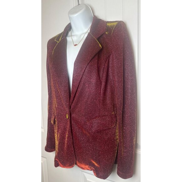 Rock & Roll Denim Red Iridescent Blazar, Size XS - Picture 3 of 9